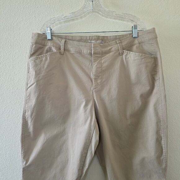 Old Navy Pixie Pants Beige Slim Fit Women Size 18 Stretch Tapered Chino - Picture 2 of 9